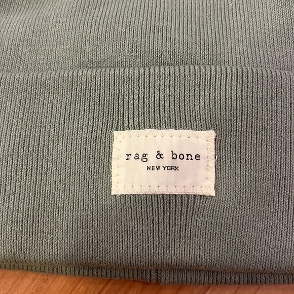 New Rag & Bone Addison cotton beanie. Colour is sage (green-blue). - Picture 3 of 8